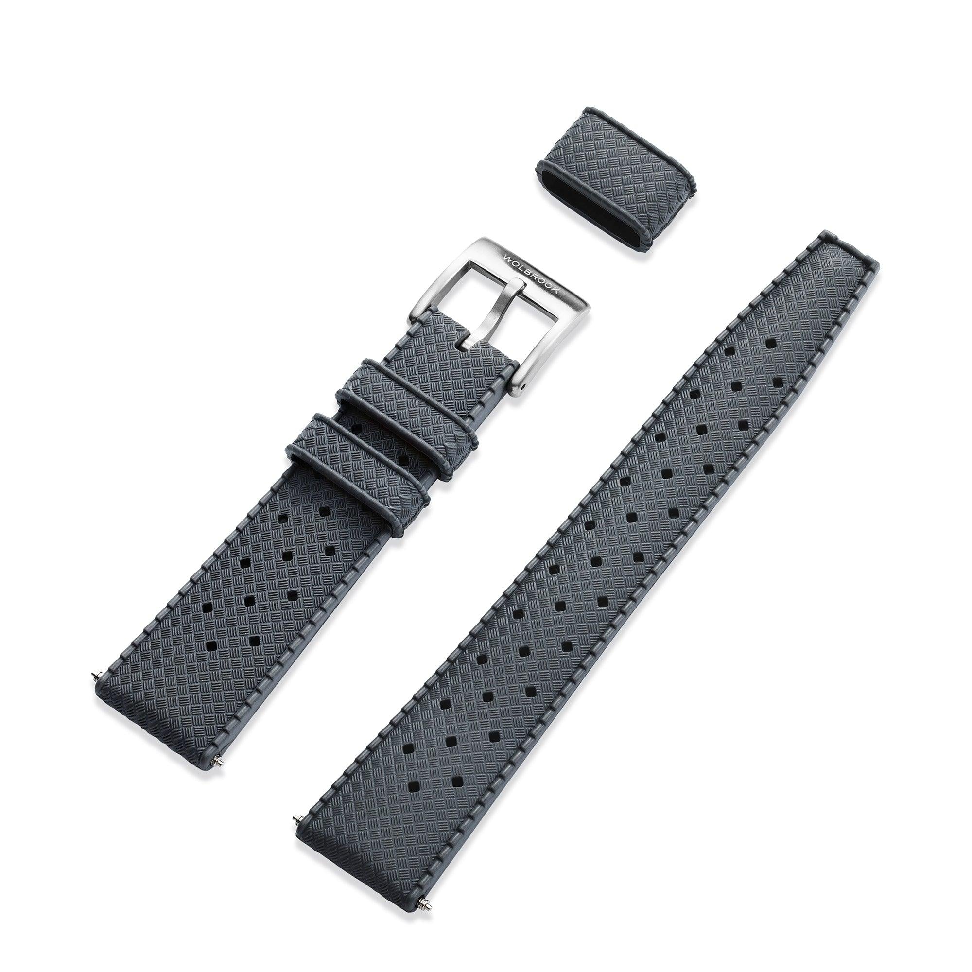Grey Tropic Rubber Strap & Steel Buckle – Wolbrook Watches