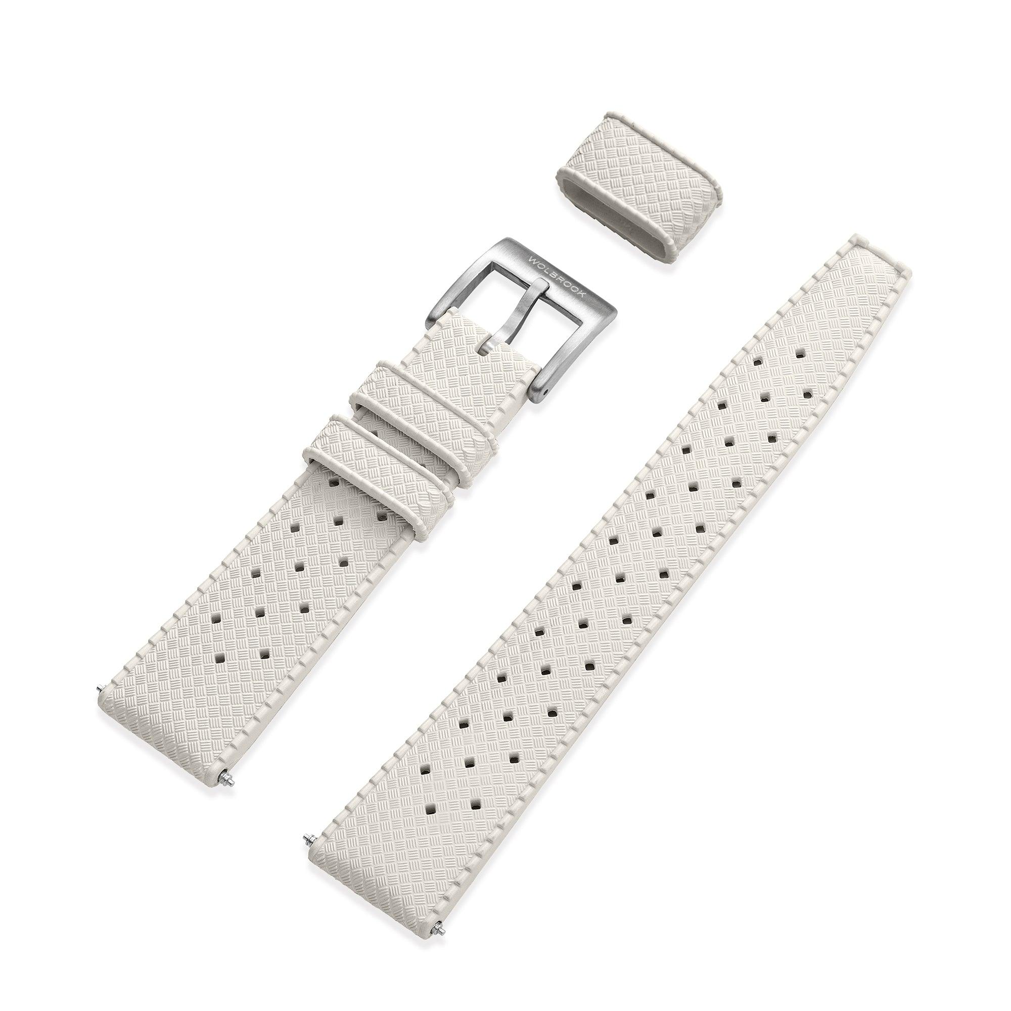 White Tropic Rubber Strap & Steel Buckle – Wolbrook Watches