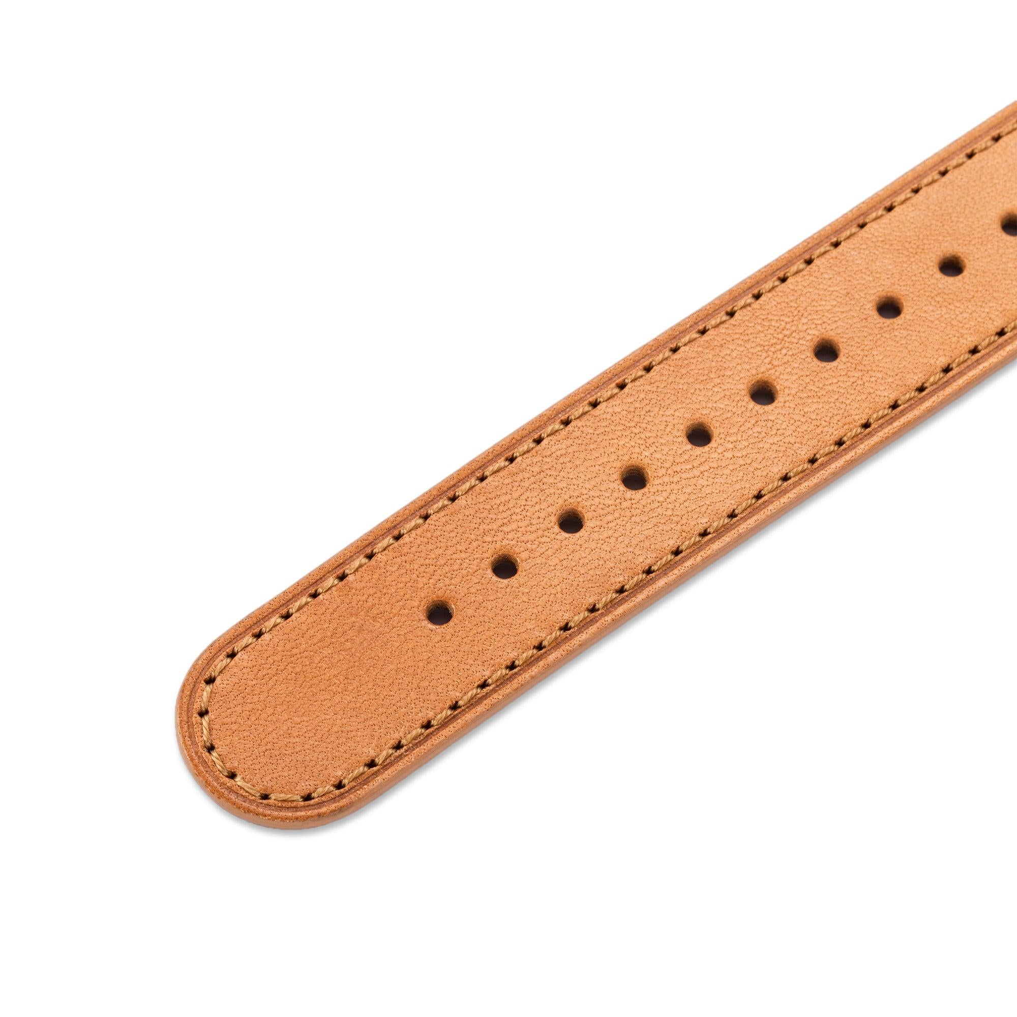 One-Piece Camel Leather Band & Black PVD Buckle - Wolbrook Watches