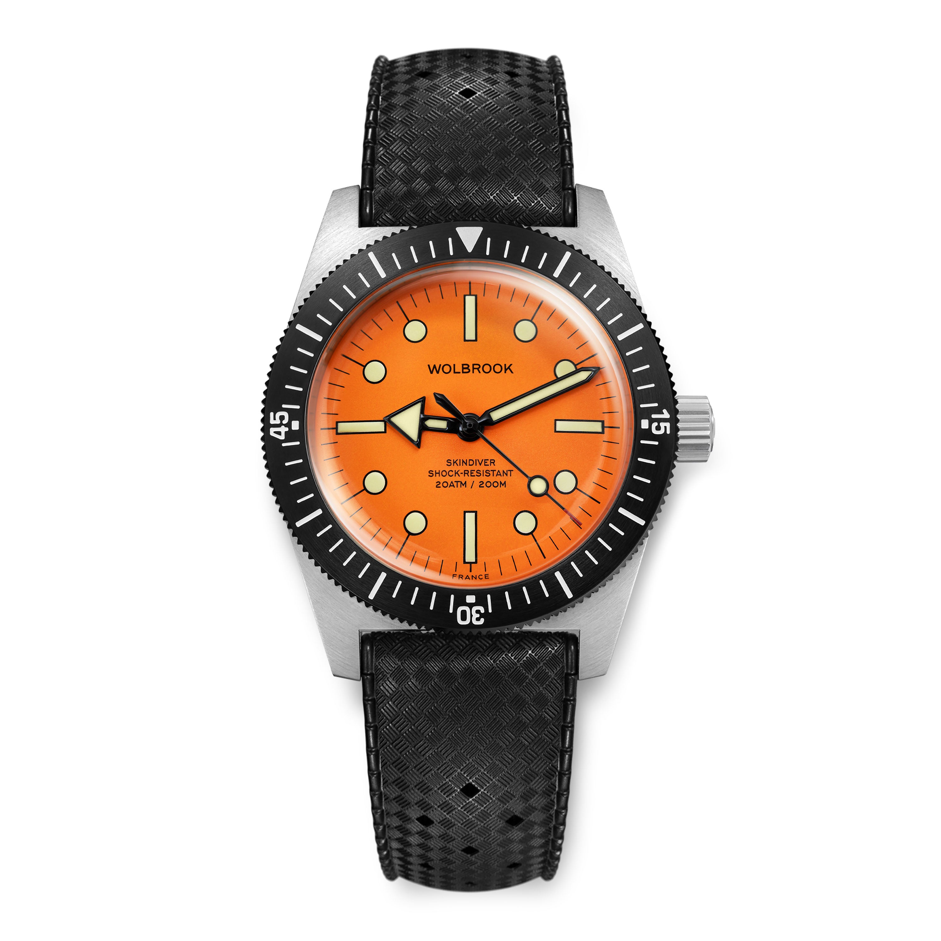Skindiver 38 Automatic Watch Black Dial on Green tropic Rubber