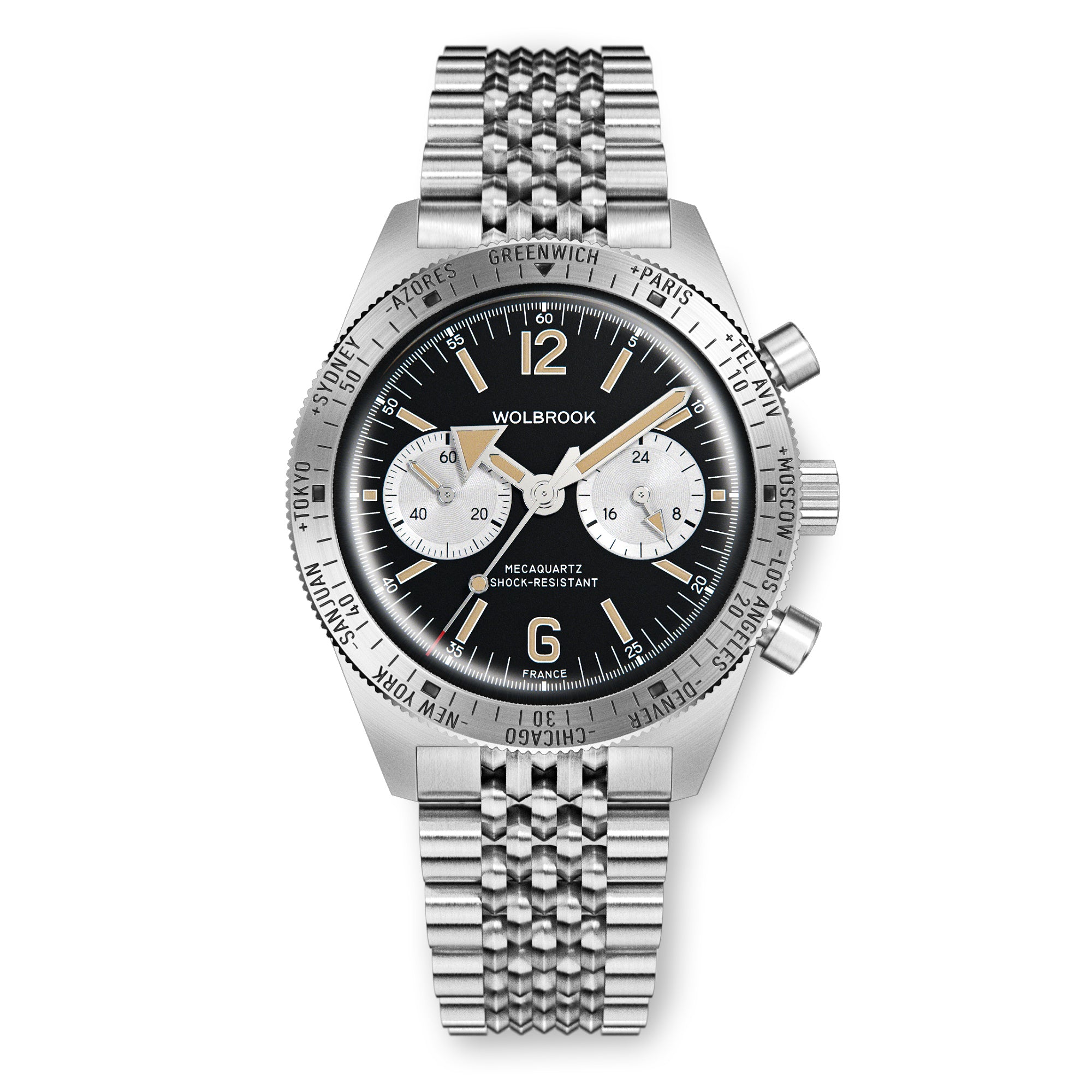 Skindiver WT Chrono-Mecaquartz Vintage Black Reverse Panda Chronograph