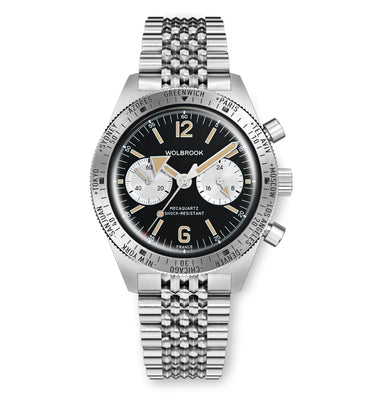 Skindiver WT Chrono-Mecaquartz Vintage Black Reverse Panda Chronograph