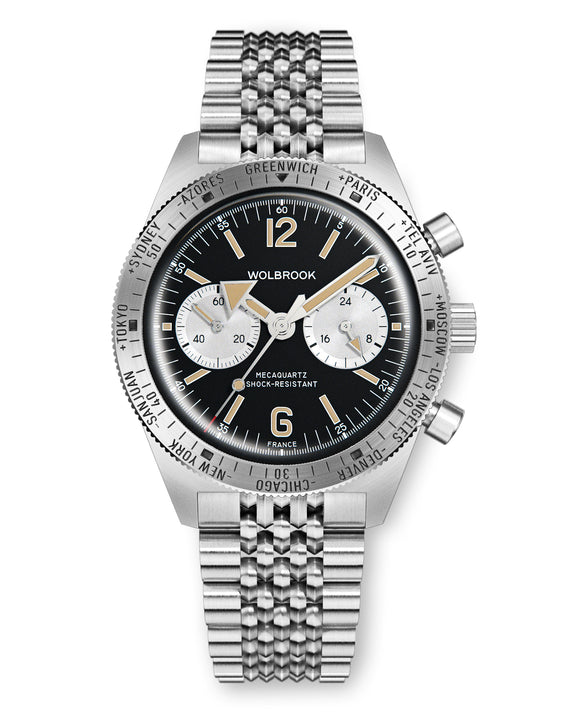 Skindiver WT Chrono-Mecaquartz Vintage Black Reverse Panda Chronograph