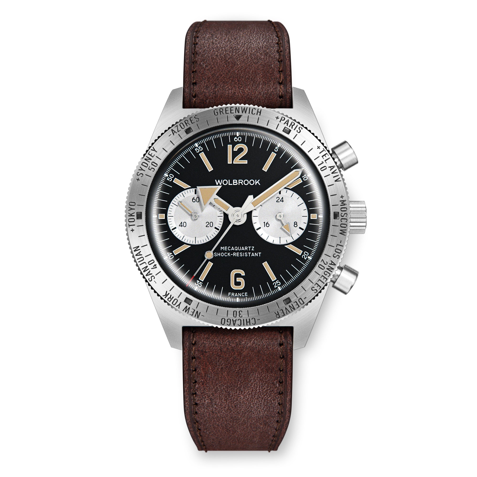 Skindiver WT Chrono-Mecaquartz Vintage Black Reverse Panda Chronograph