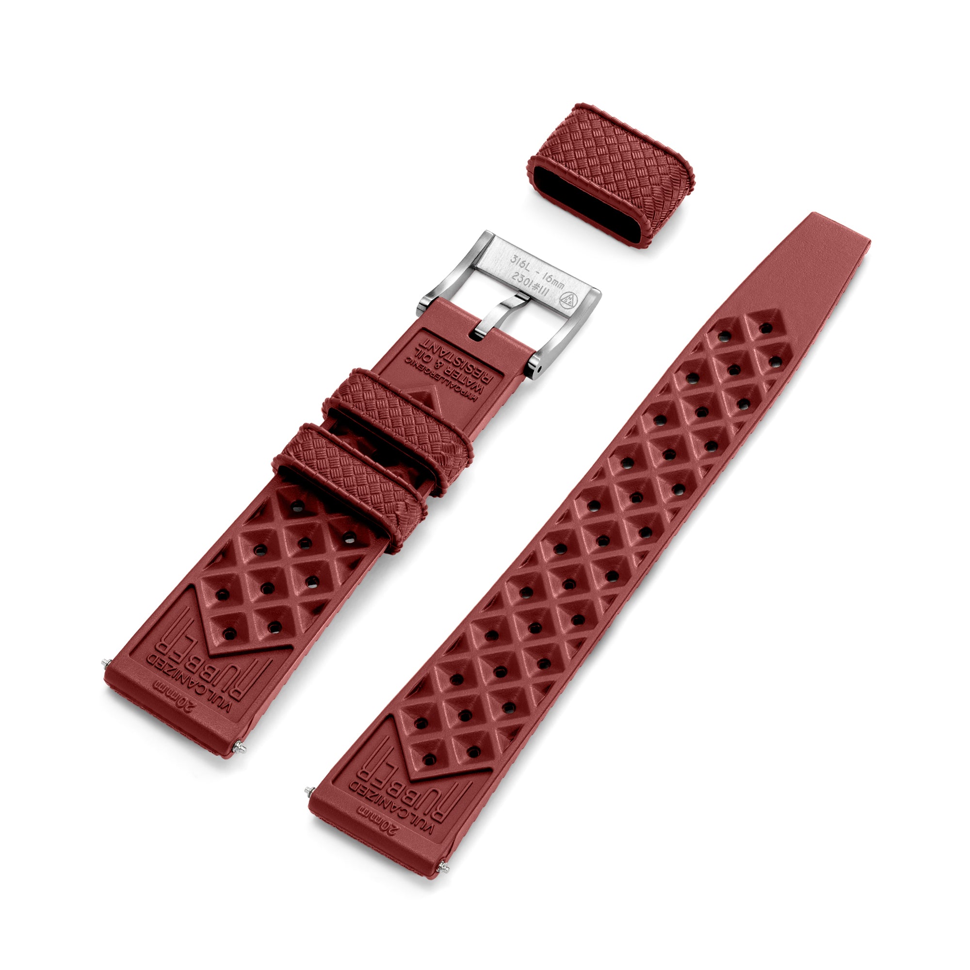 Red Tropic Rubber Strap & Steel Buckle