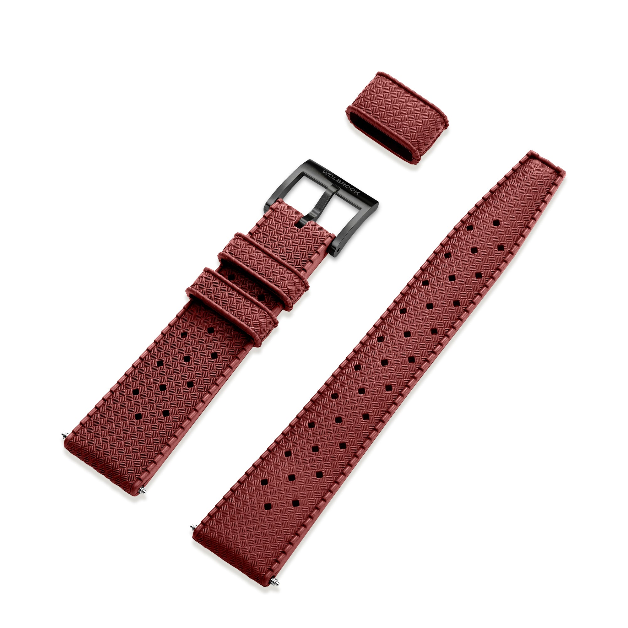 Red Tropic Rubber Strap & Black PVD Steel Buckle