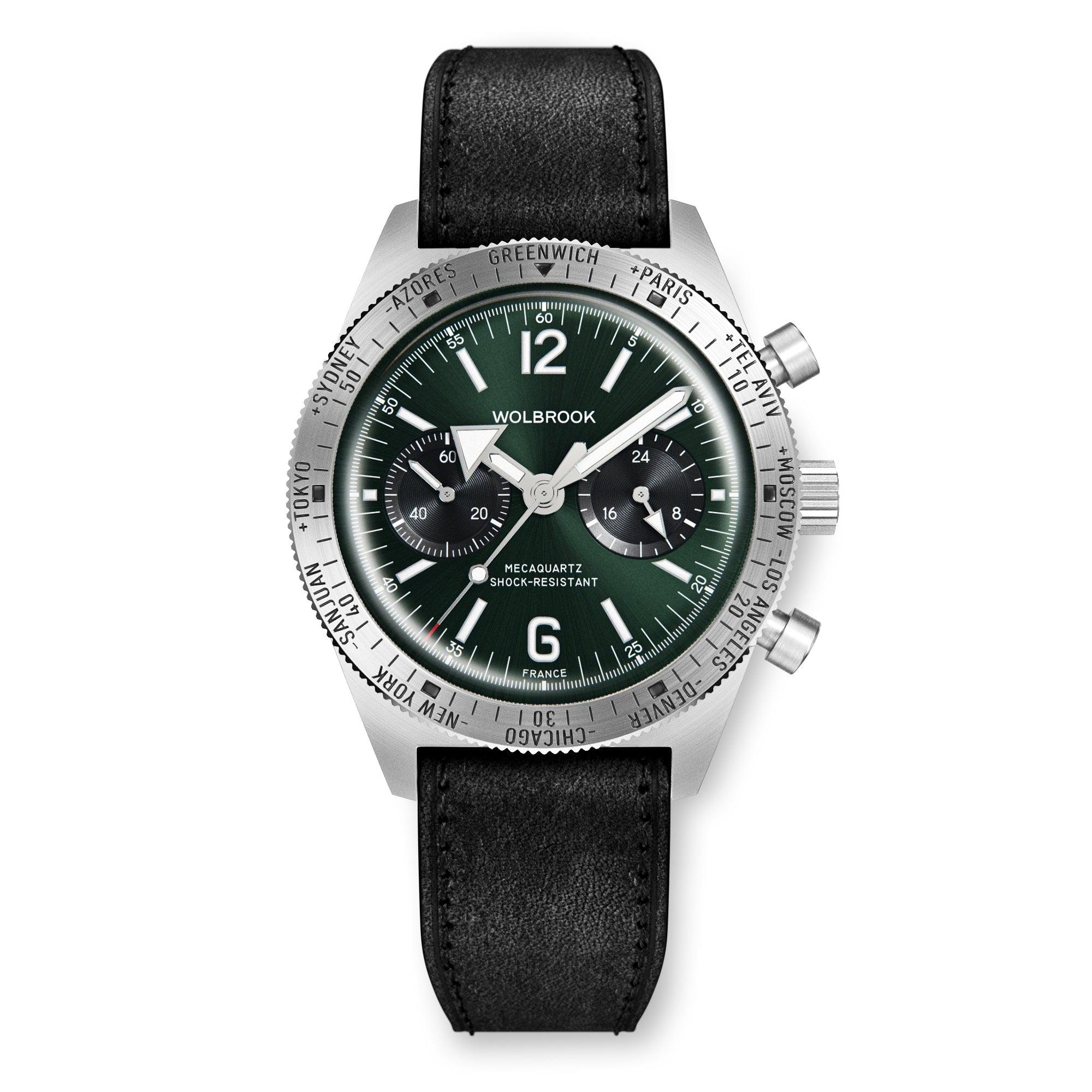 Skindiver WT Chrono-Mecaquartz Green Chronograph - Wolbrook Watches
