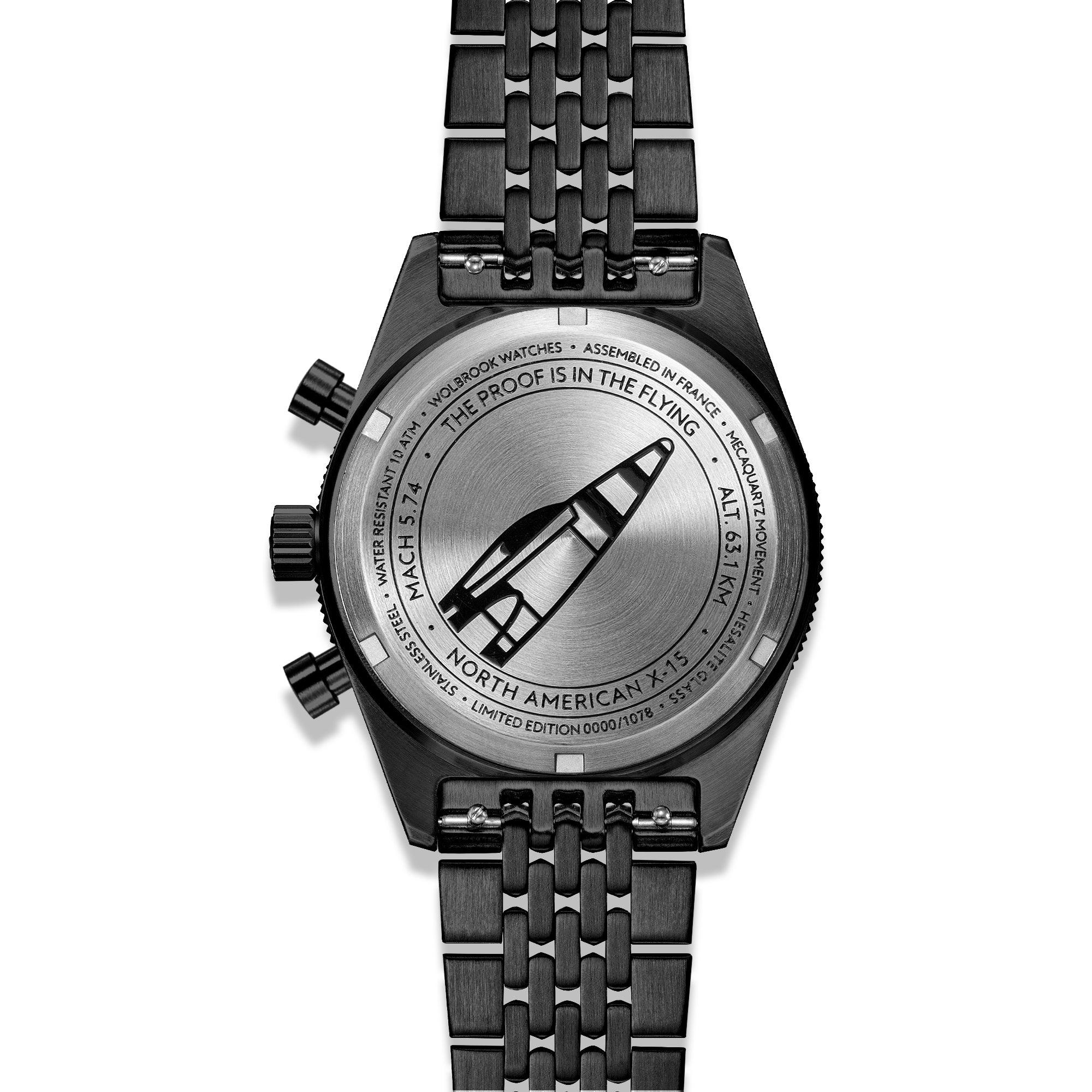 Skindiver WT Professional Chrono-Mecaquartz Black PVD Big Eye Bracelet Chronograph - Wolbrook Watches