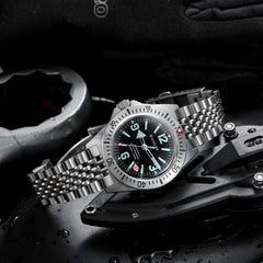 Skindiver II Professional Bracelet Diving Watch - Green Lum & Black Dial