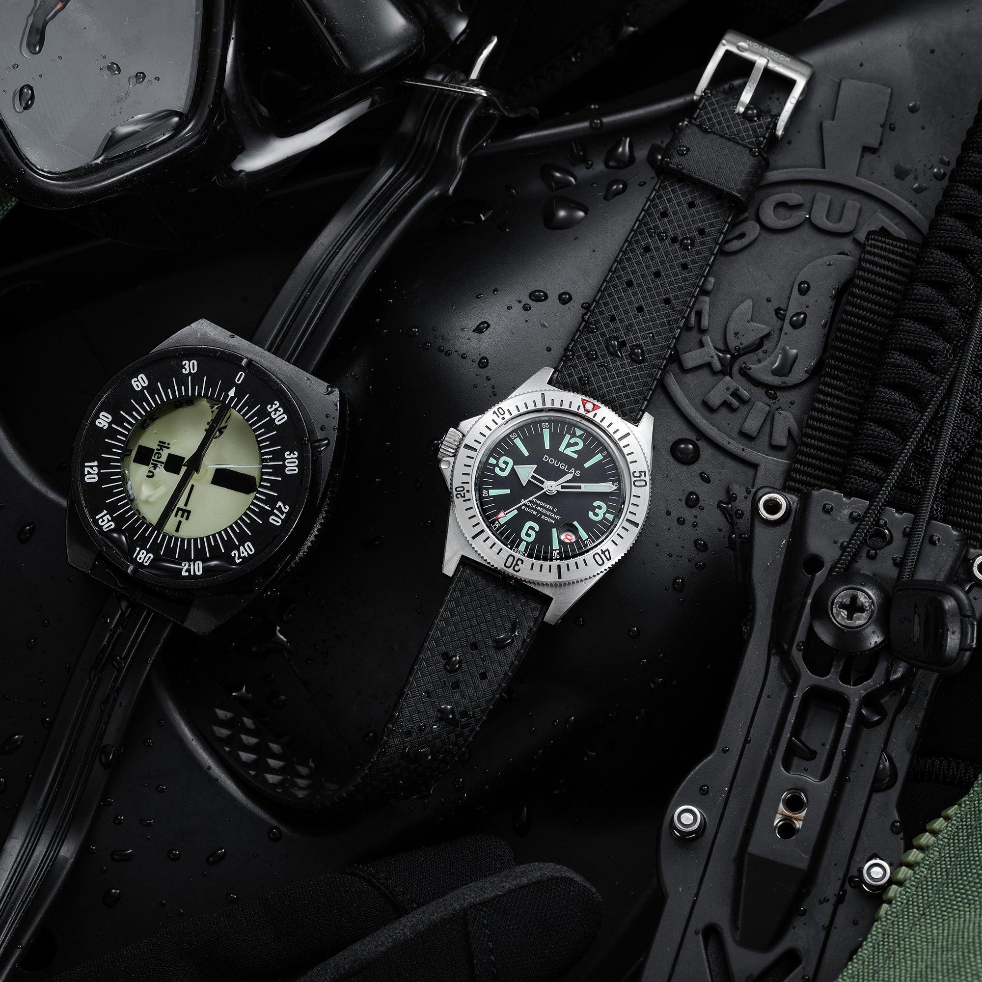 Skindiver II Professional Diving Watch - Green Lum & Black Dial - Wolbrook Watches