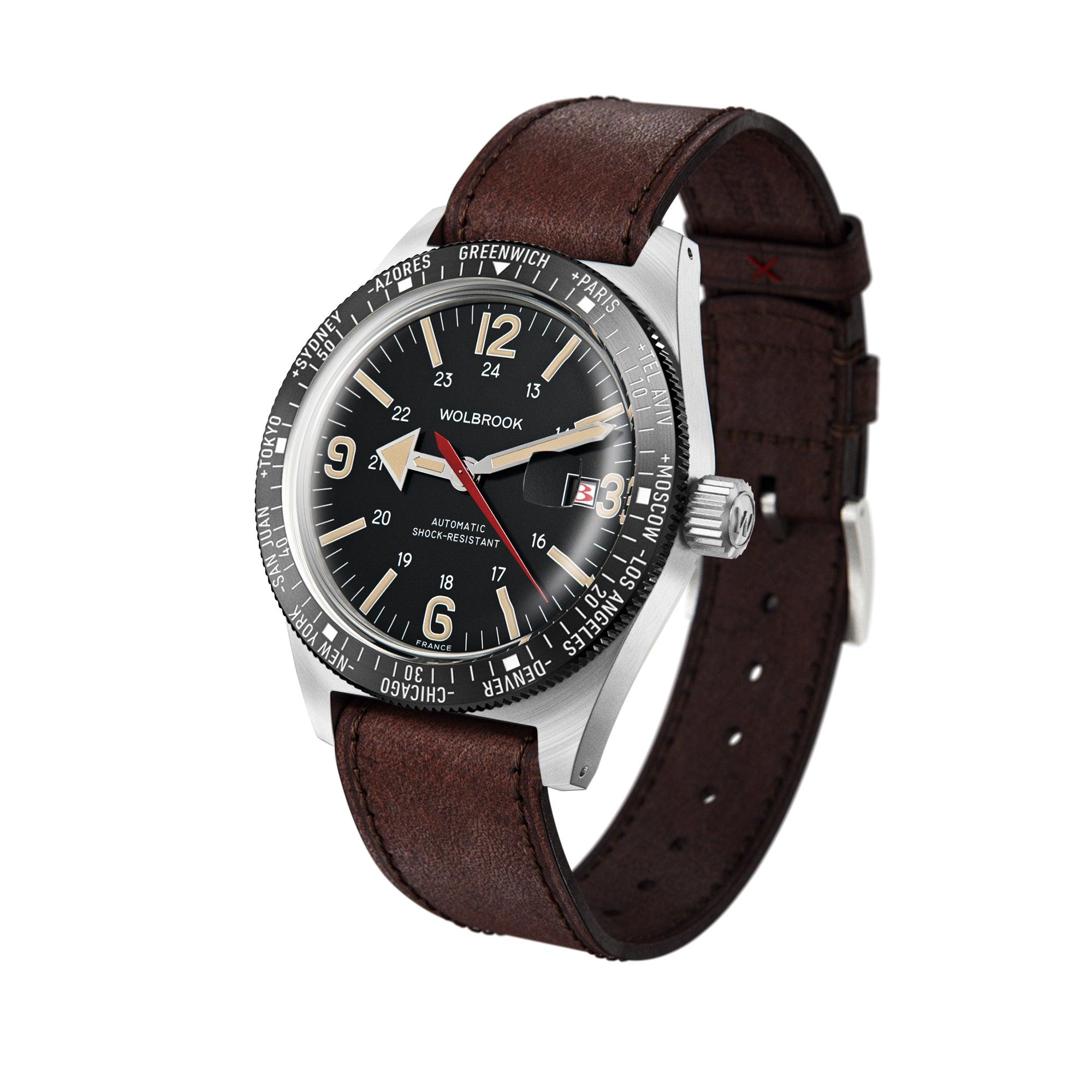 Skindiver WT Automatic Watch - Black Bezel & Vintage Lum - Wolbrook Watches