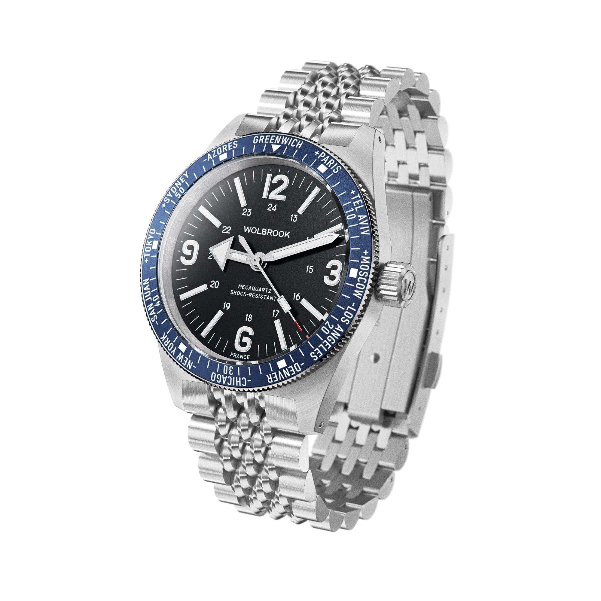 Skindiver WT Mecaquartz Watch - Blue, Black & Steel - Wolbrook Watches