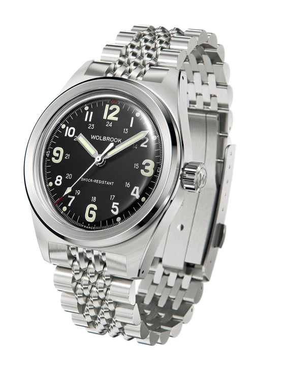 Outrider Automatic Bracelet Watch – Black Dial, No Date
