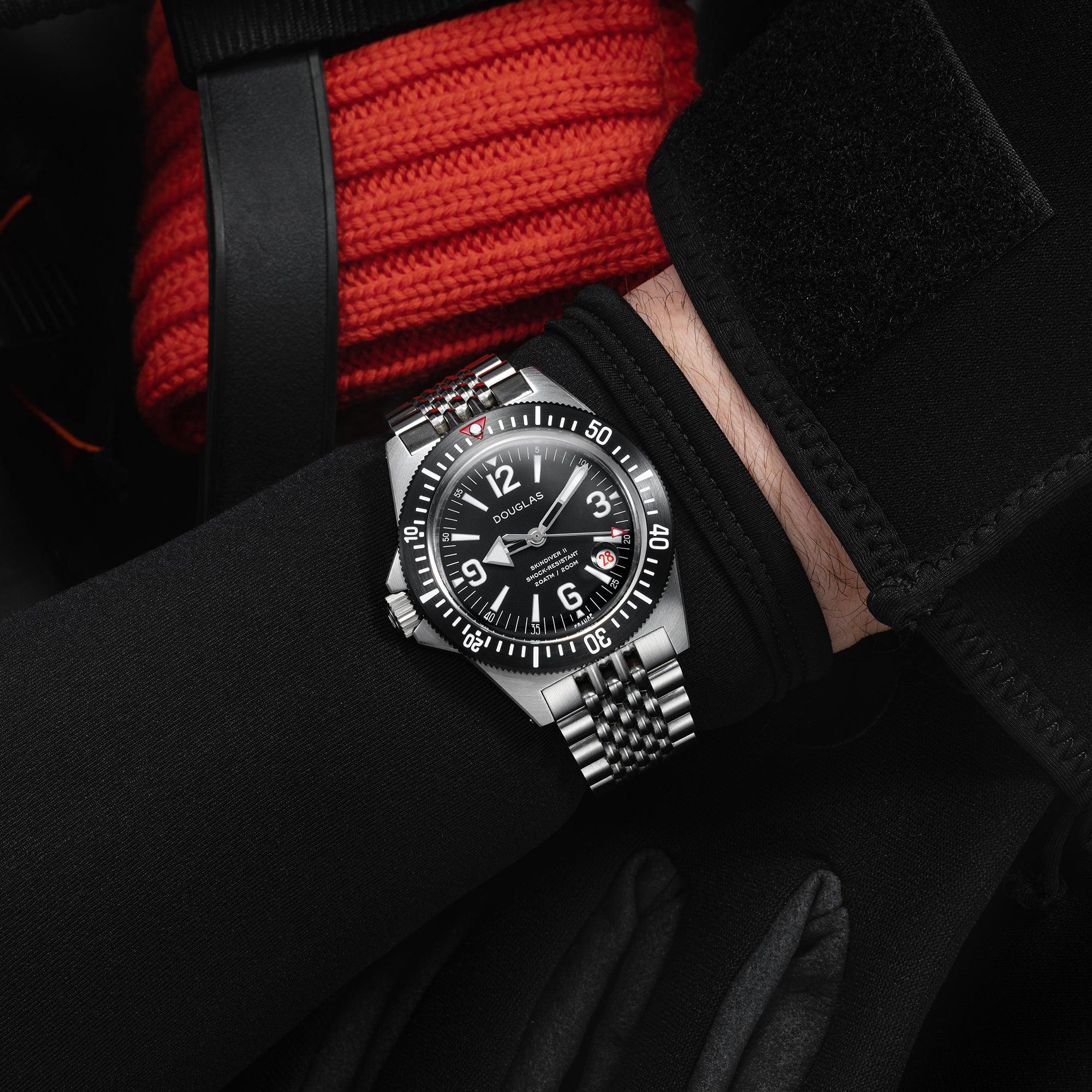 Skindiver II Professional Diving Watch - White Lum & Black Dial - Wolbrook Watches
