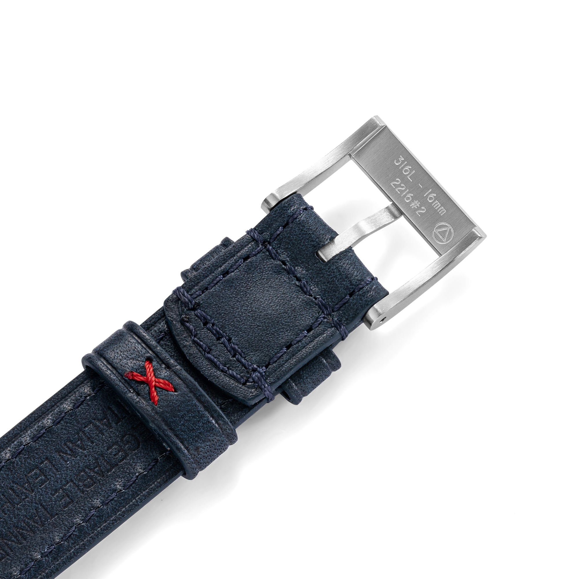 One-Piece Blue Tapered Leather Band & Steel Buckle