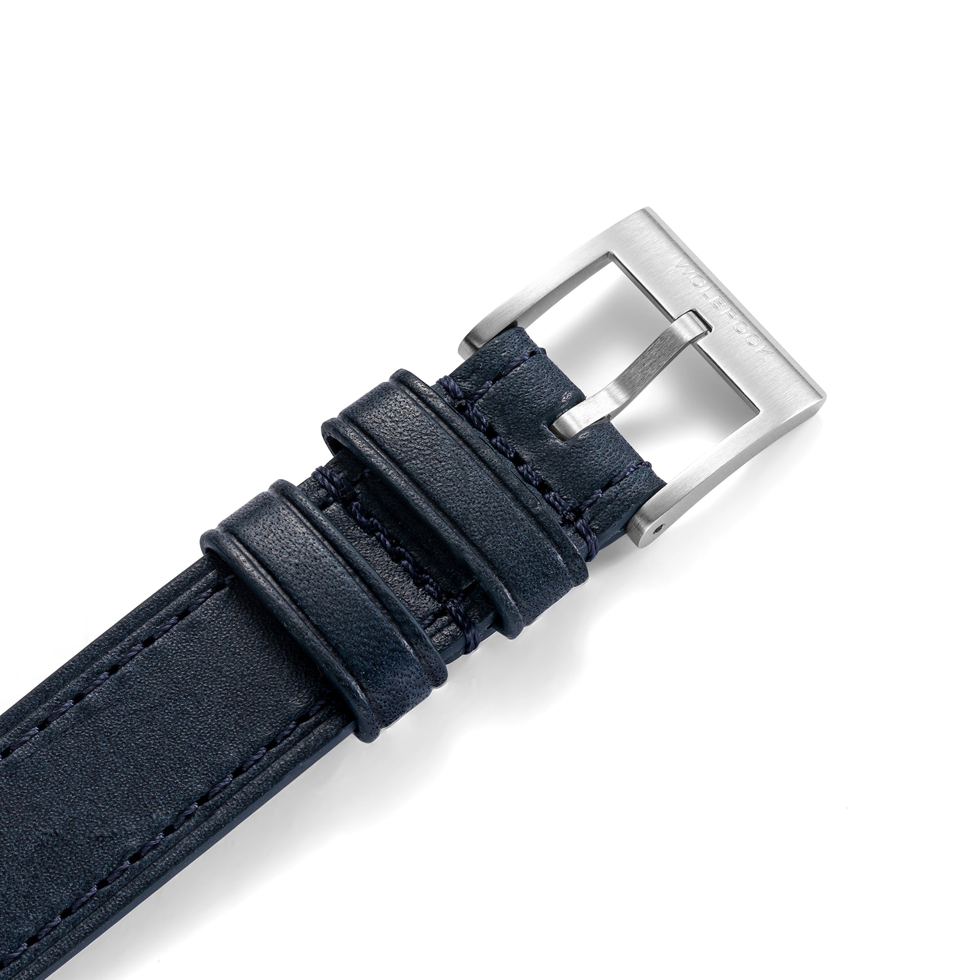 One-Piece Blue Tapered Leather Band & Steel Buckle