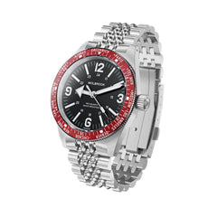 Skindiver WT Mecaquartz Watch - Red, Black & Steel - Wolbrook Watches