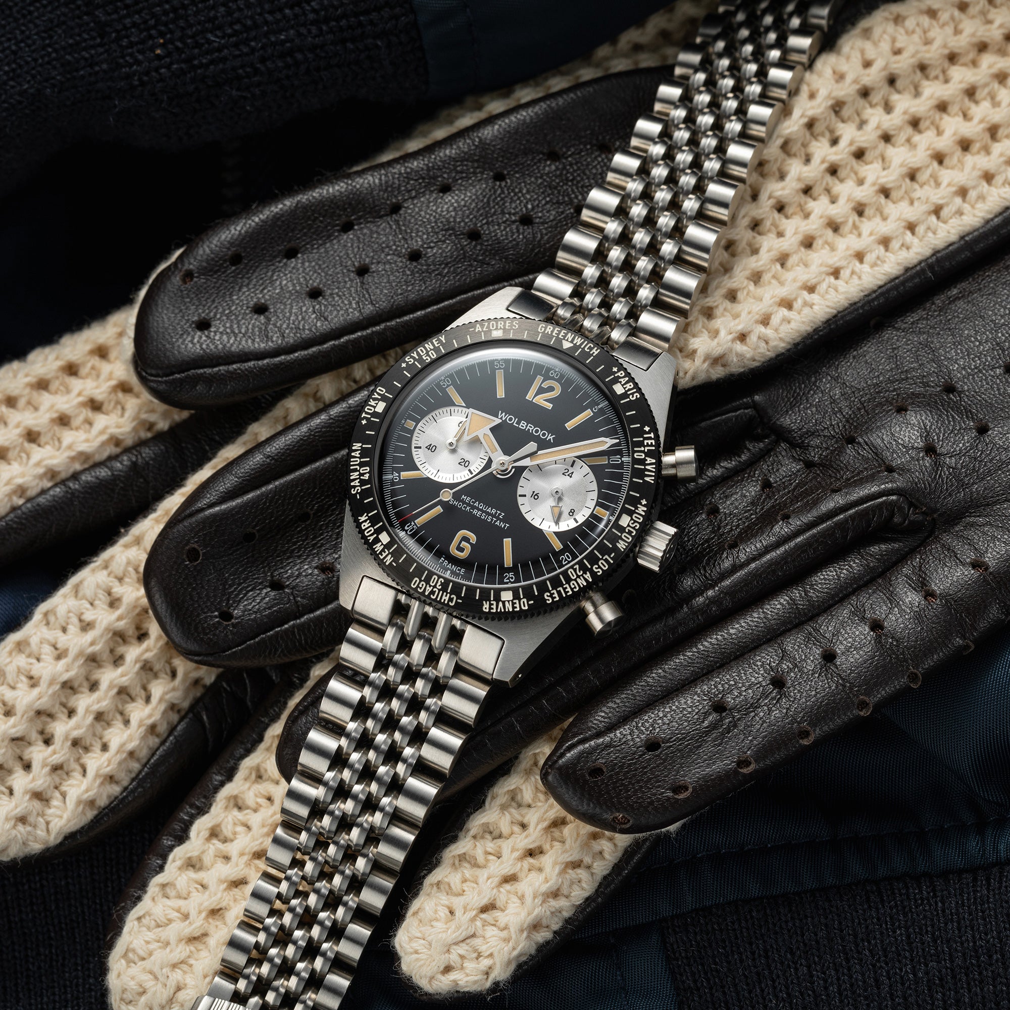 Skindiver WT Chrono-Mecaquartz Black Bezel Vintage Reverse Panda Chronograph