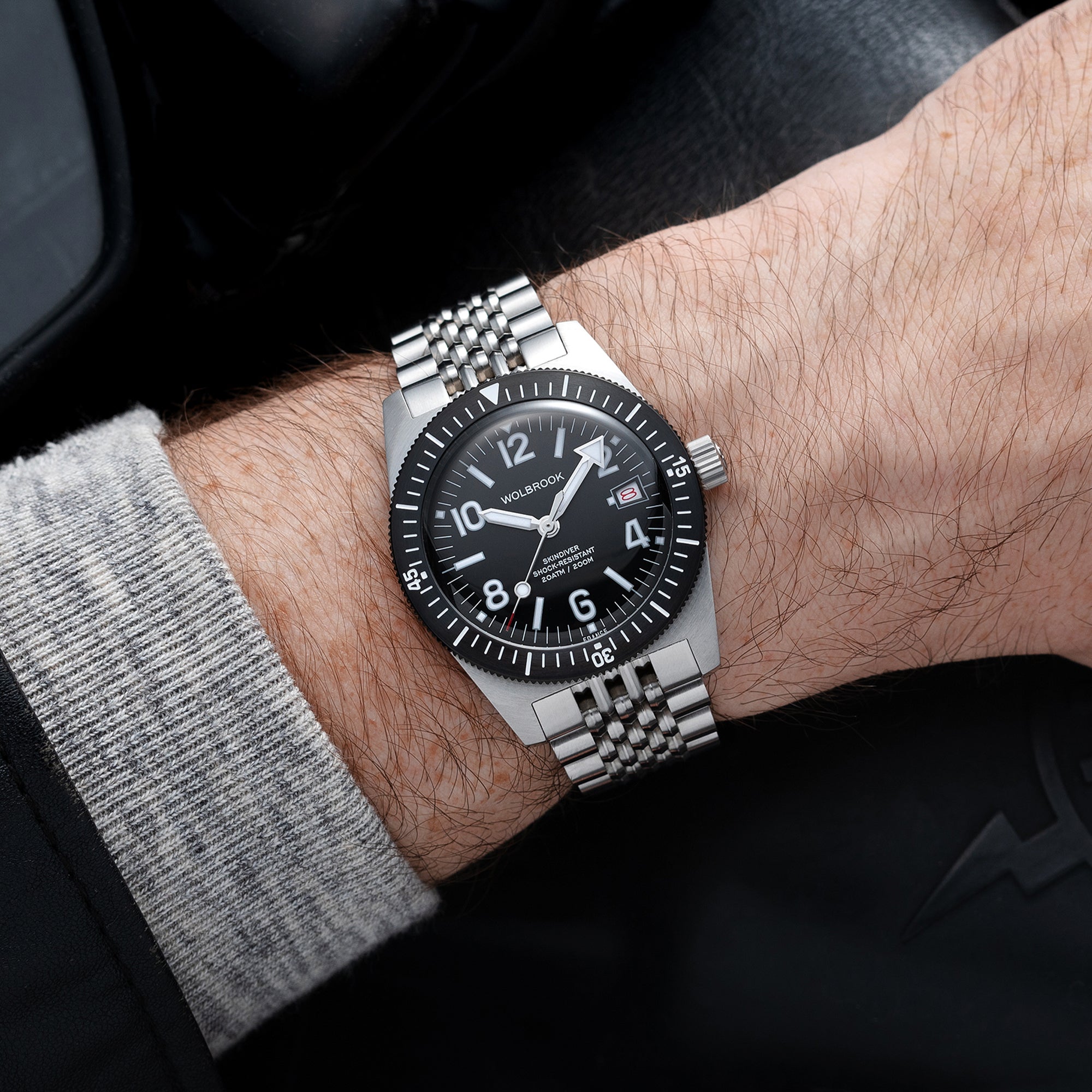 Skindiver Automatic 38 mm Even Numerals Dive Watch - White Lume