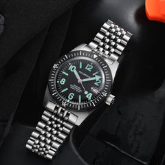 Skindiver Automatic 38 mm Even Numerals Dive Watch - Green Lume