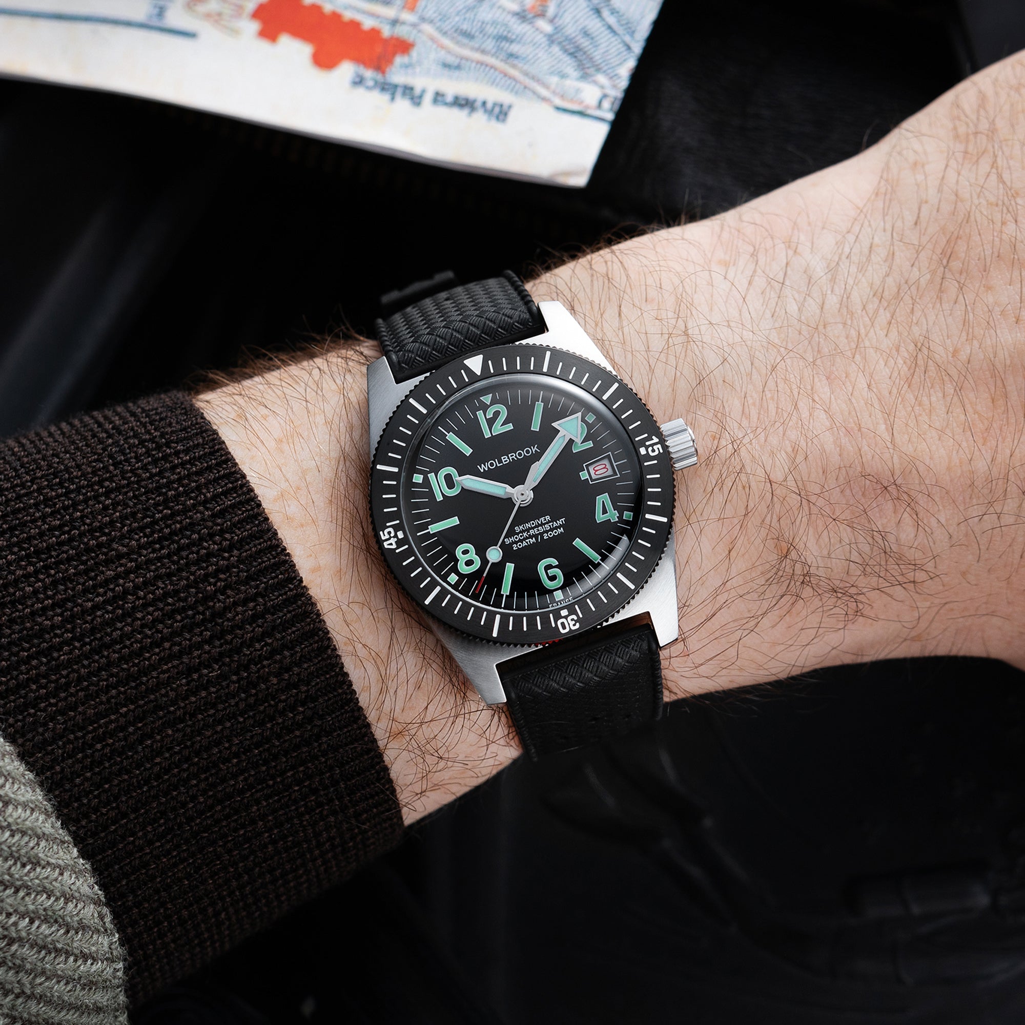 Skindiver Automatic 38 mm Even Numerals Dive Watch - Green Lume