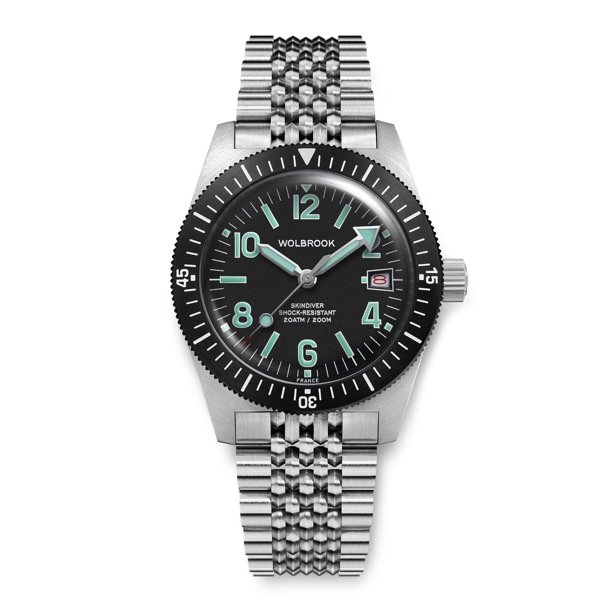 Skindiver Automatic 38 mm Even Numerals Dive Watch - Green Lume