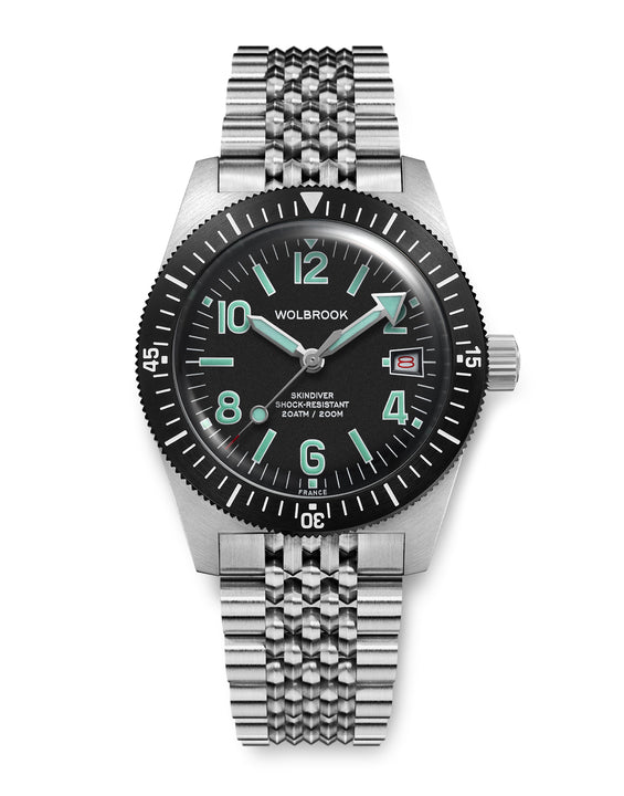 Skindiver Automatic 38 mm Even Numerals Dive Watch - Green Lume