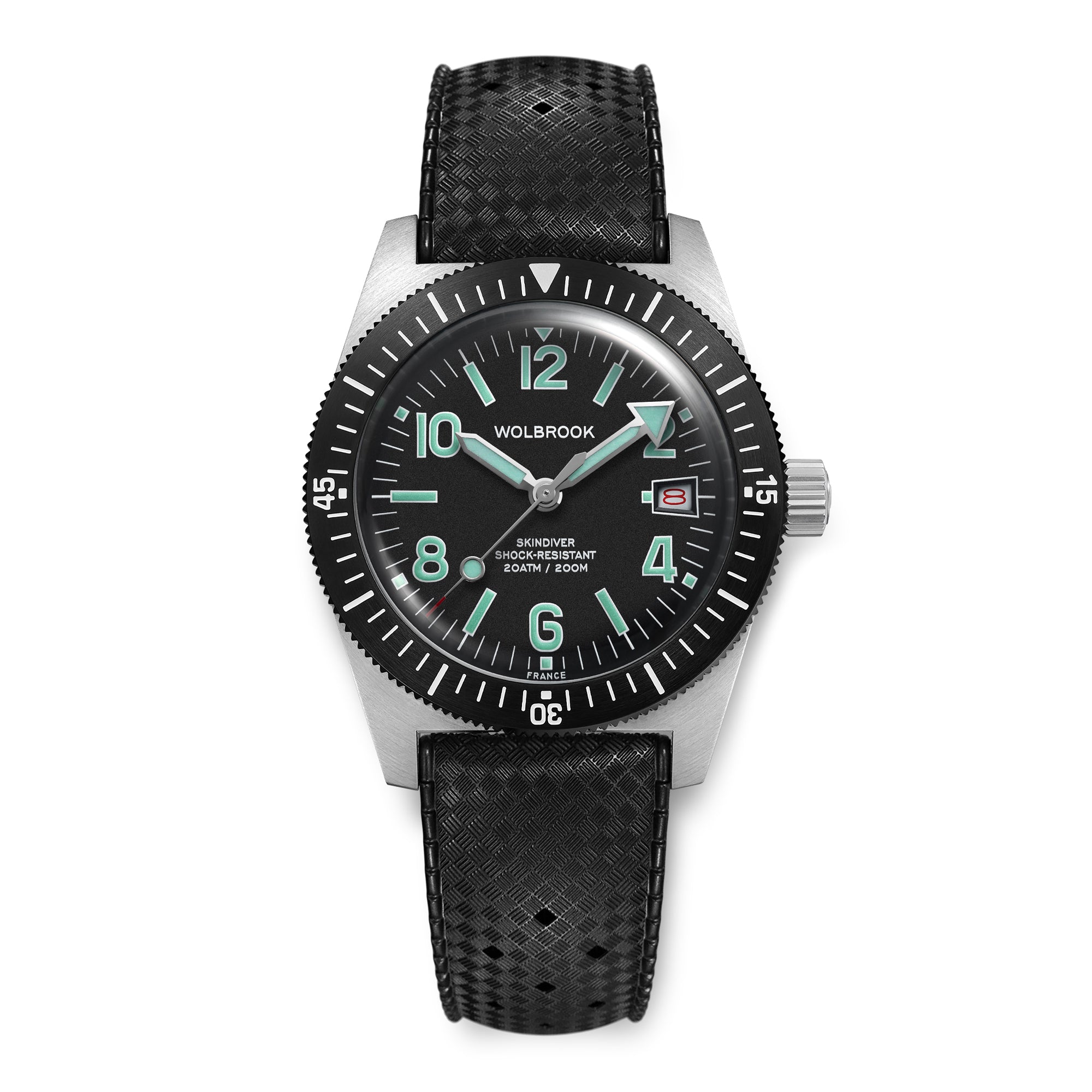 Skindiver Automatic 38 mm Even Numerals Dive Watch - Green Lume