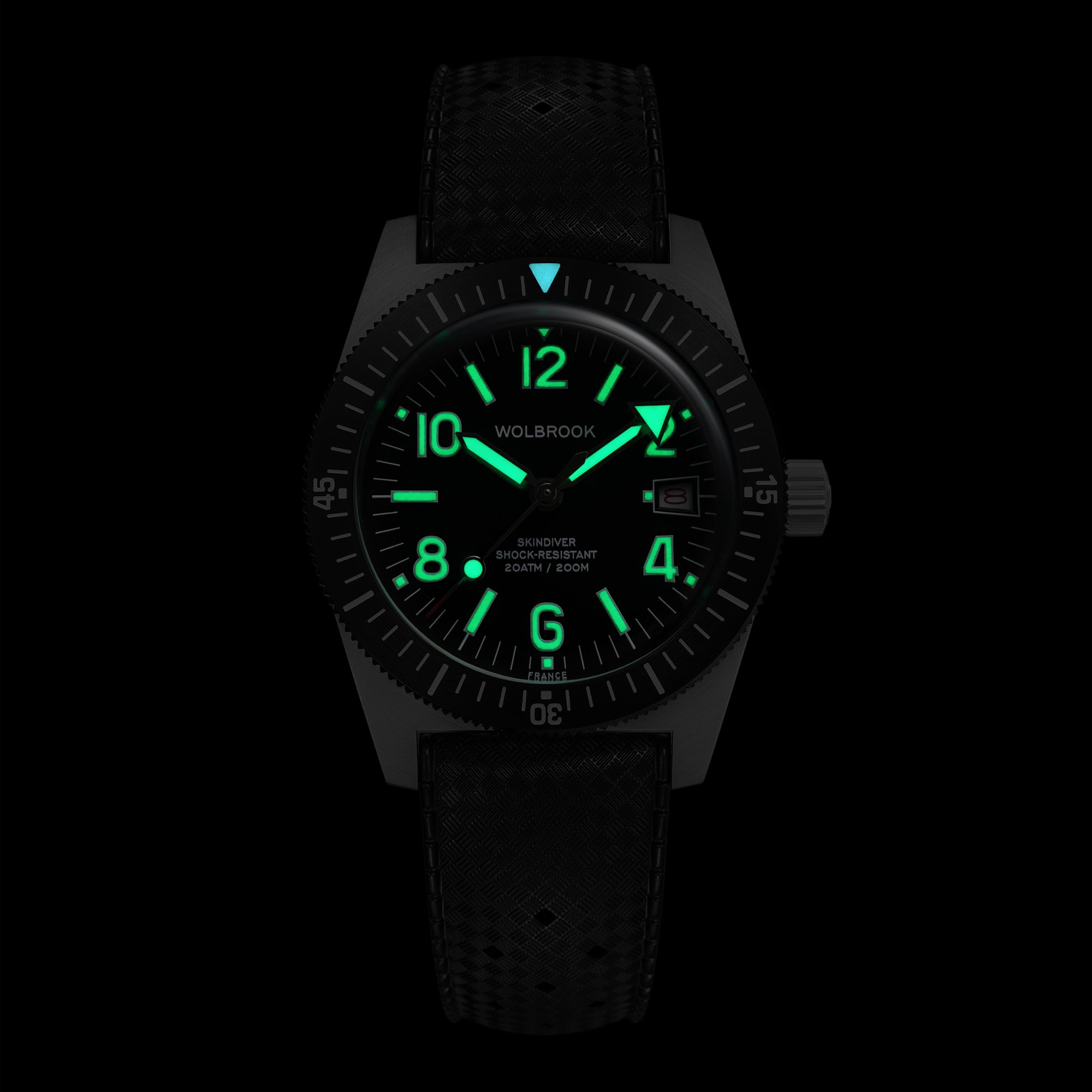 Skindiver Automatic 38 mm Even Numerals Dive Watch - Green Lume