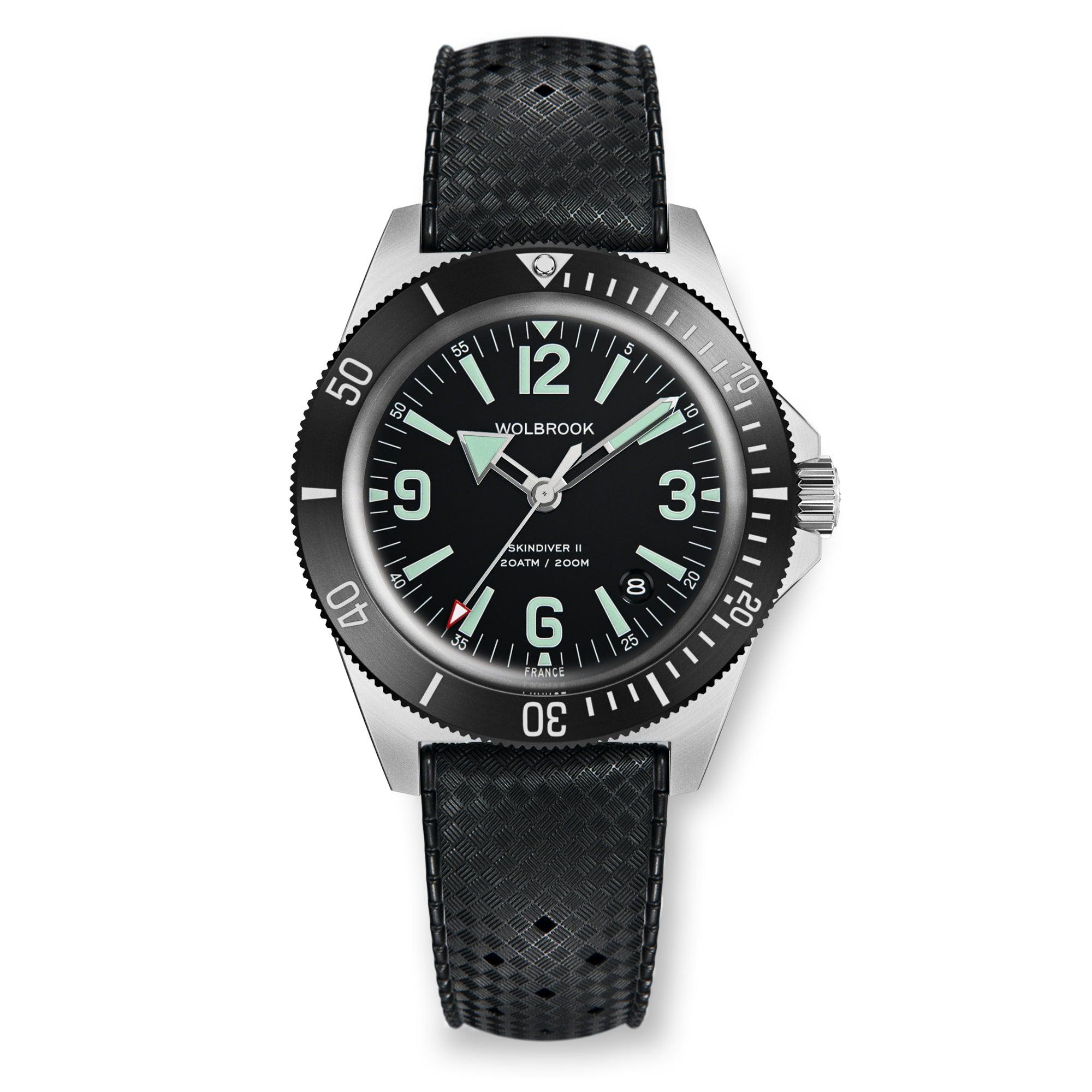 Skindiver II Automatic Dive Watch - Green Lum & Black Dial - Wolbrook Watches