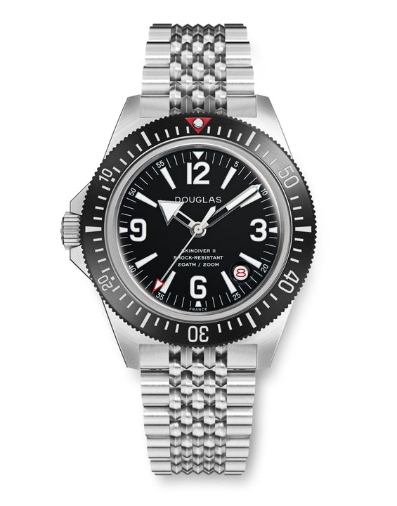 Skindiver II Professional Bracelet Diving Watch - White Lum & Black Dial