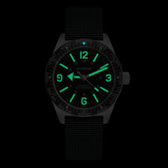 Skindiver WT Mecaquartz Watch - Green Lum & Steel Bezel with Black Aluminum Insert