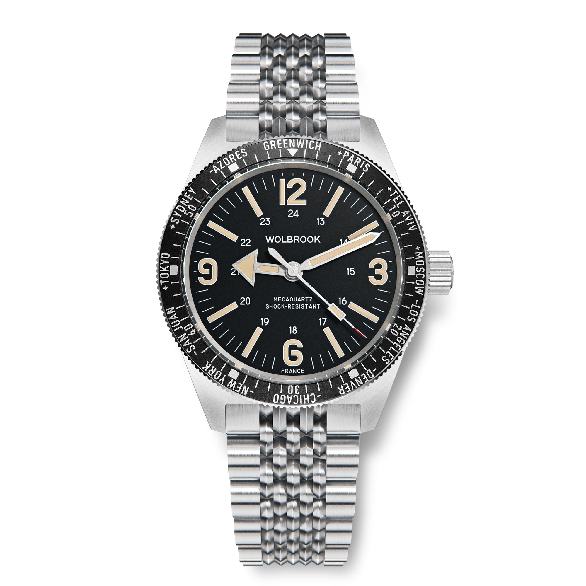 Skindiver WT Mecaquartz Watch - Vintage Lum & Steel Bezel with Black Aluminum Insert