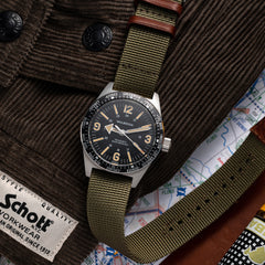 Skindiver WT Mecaquartz Watch - Vintage Lum & Steel Bezel with Black Aluminum Insert