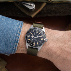 Skindiver WT Mecaquartz Watch - Vintage Lum & Steel Bezel with Black Aluminum Insert