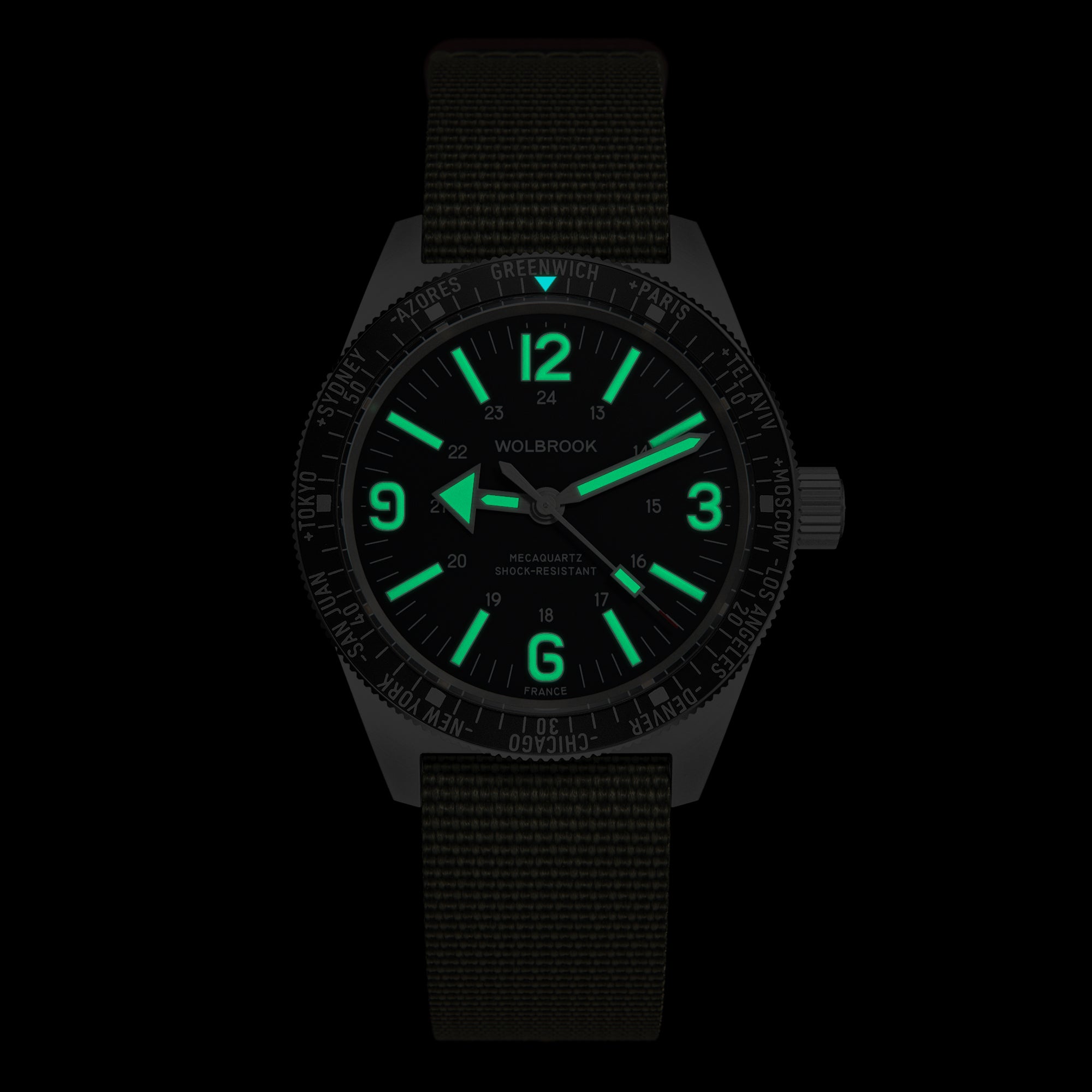 Skindiver WT Mecaquartz Watch - Vintage Lum & Steel Bezel with Black Aluminum Insert