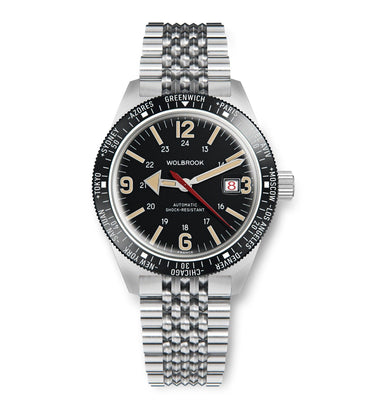 Skindiver WT Automatic Watch - Black Bezel & Vintage Lum