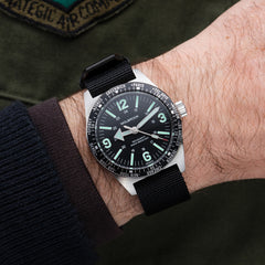 Skindiver WT Mecaquartz Watch - Green Lum & Steel Bezel with Black Aluminum Insert