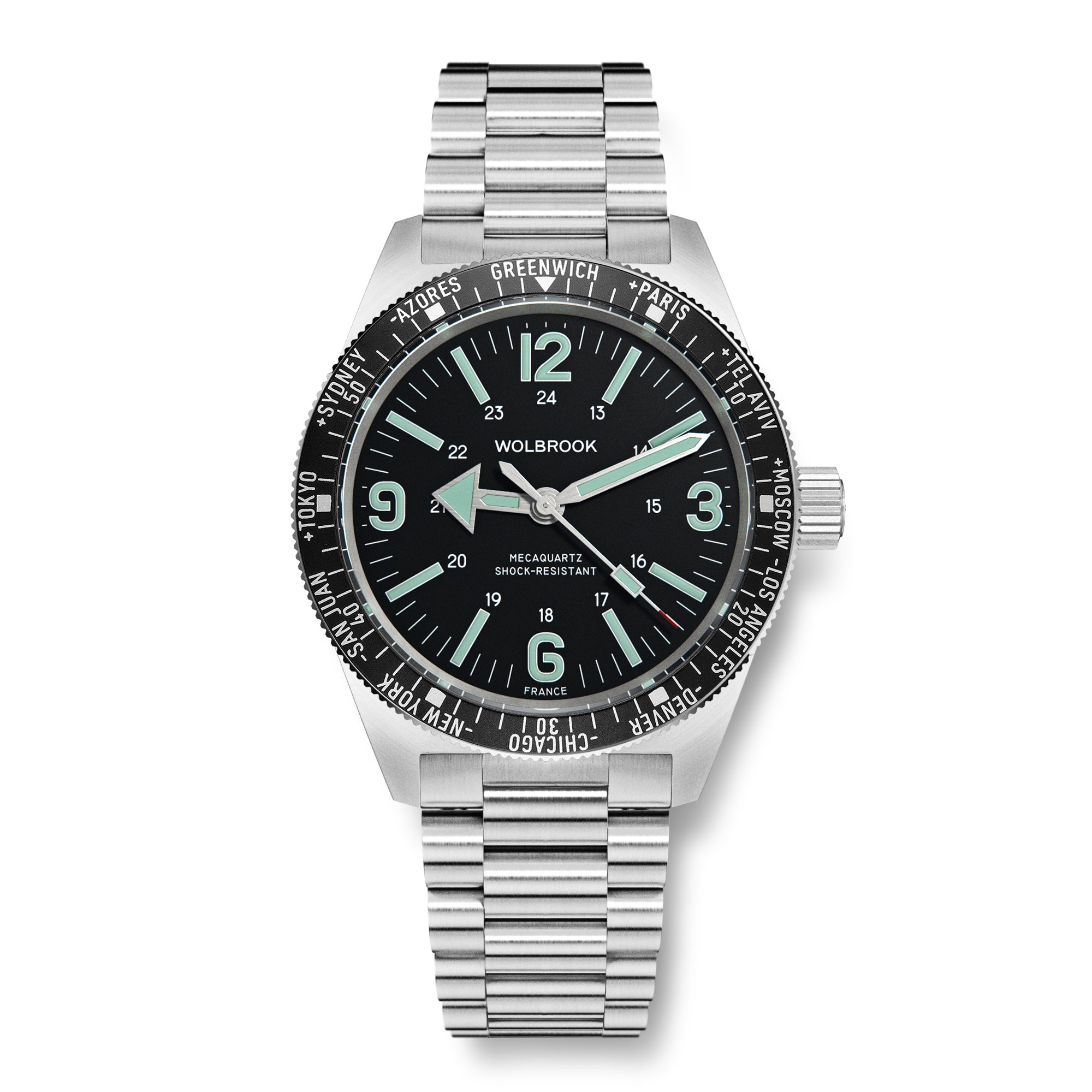 Skindiver WT Mecaquartz Watch - Green Lum & Steel Bezel with Black Aluminum Insert