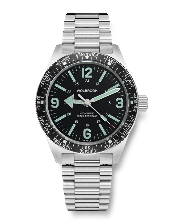 Skindiver WT Mecaquartz Watch - Green Lum & Steel Bezel with Black Aluminum Insert