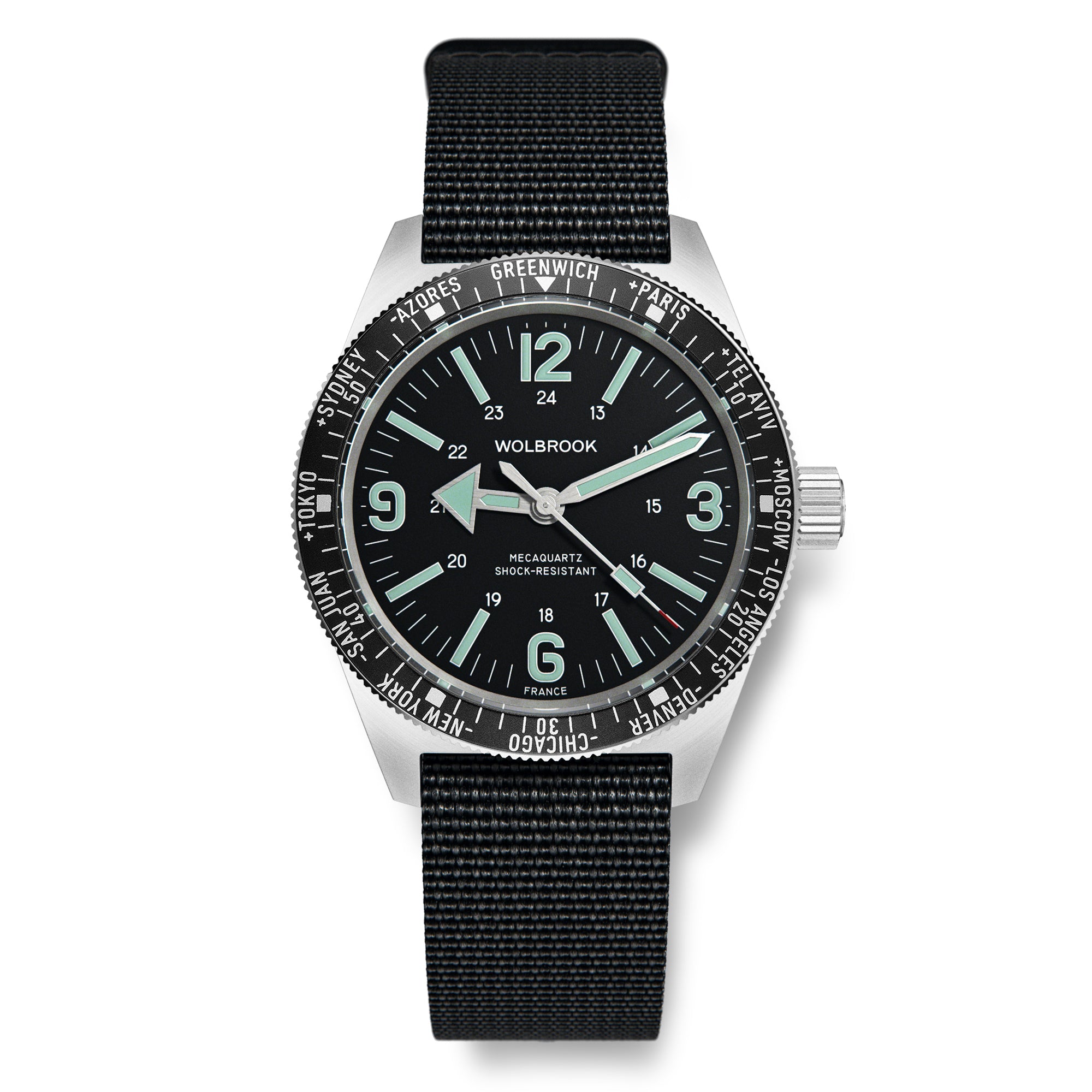 Skindiver WT Mecaquartz Watch - Green Lum & Steel Bezel with Black Aluminum Insert