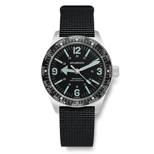 Skindiver WT Mecaquartz Watch - Green Lum & Steel Bezel with Black Aluminum Insert