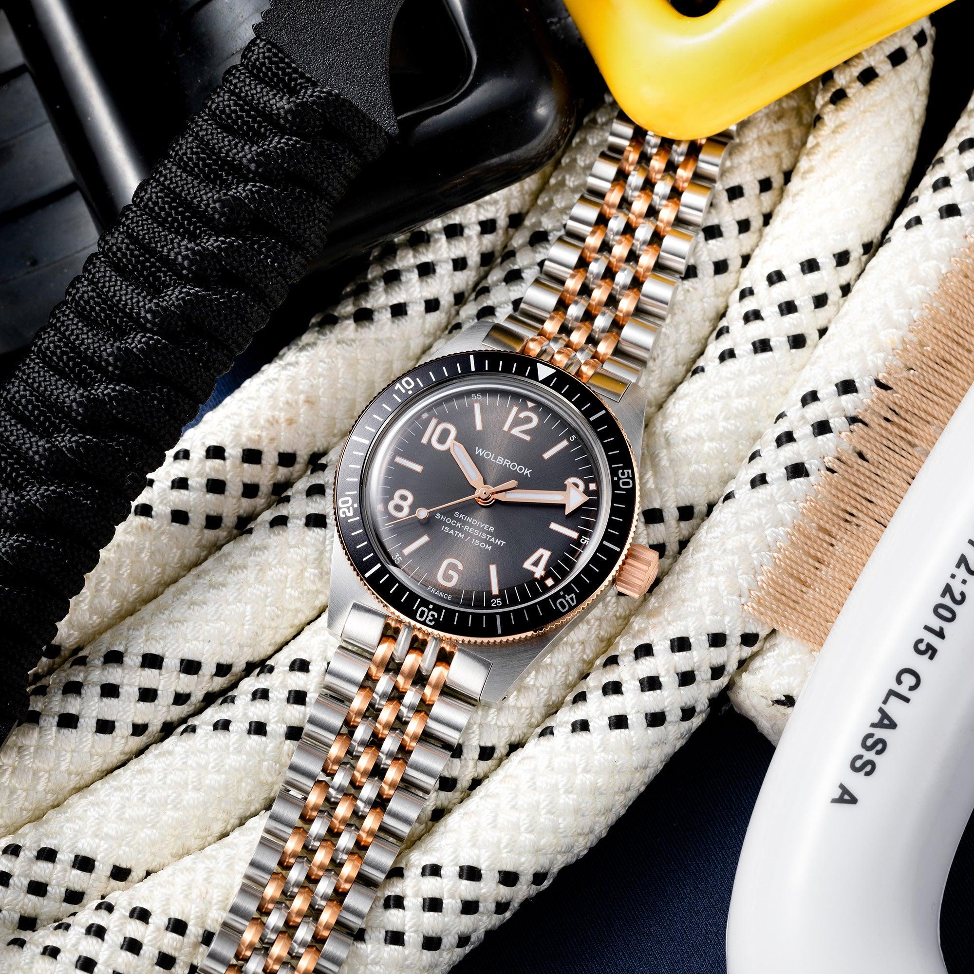Skindiver Automatic Watch – Two-Tone Grey Sunray - Wolbrook Watches