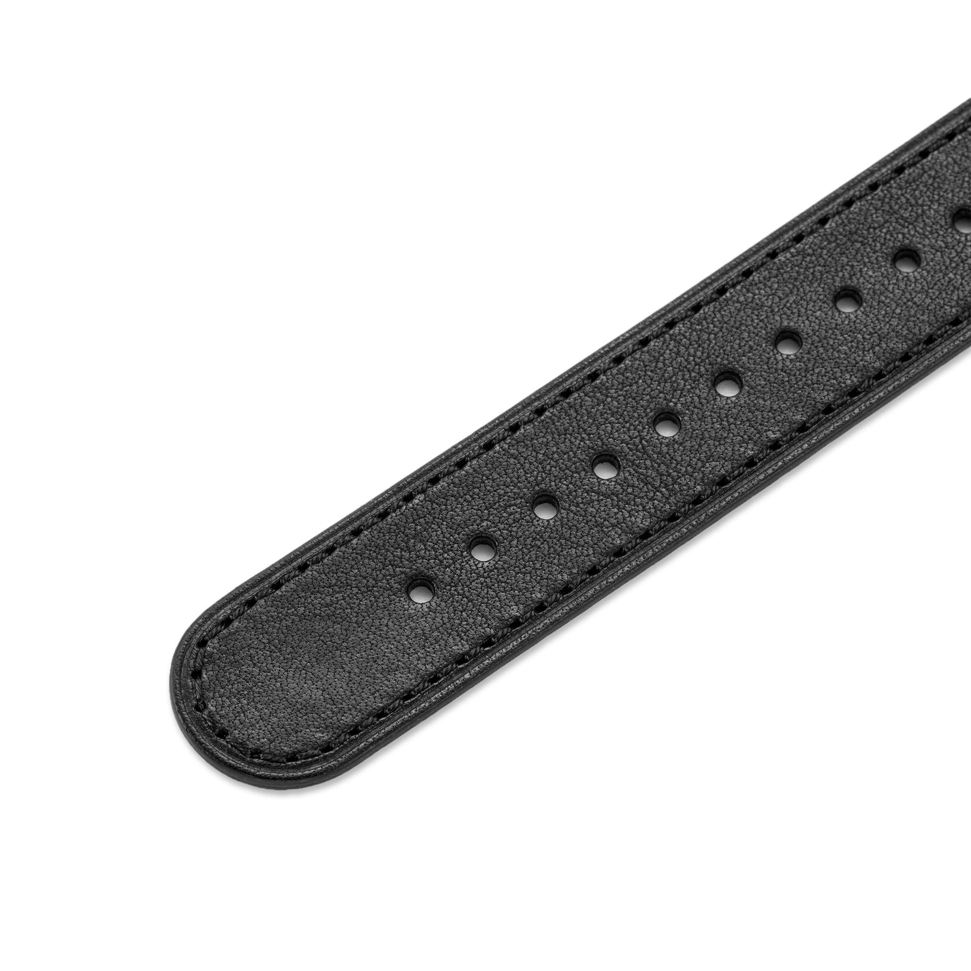 One-Piece Black Leather Band & Steel Buckle - Wolbrook Watches