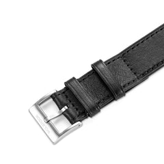 One-Piece Black Leather Band & Steel Buckle - Wolbrook Watches