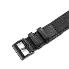 One-Piece Black Leather Band & Black PVD Buckle - Wolbrook Watches