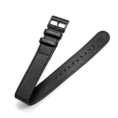 One-Piece Black Leather Band & Black PVD Buckle - Wolbrook Watches