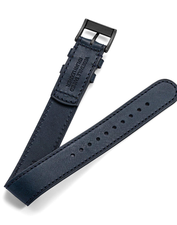 One-Piece Blue Leather Band & Black PVD Buckle