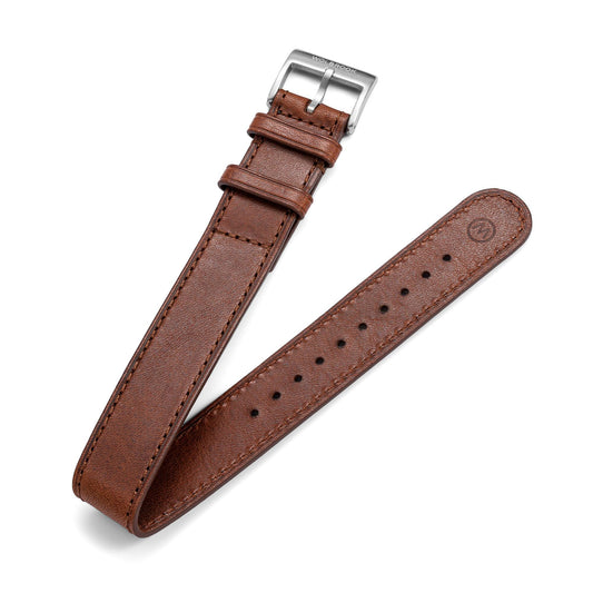 One-Piece Brown Leather Band & Steel Buckle - Wolbrook Watches