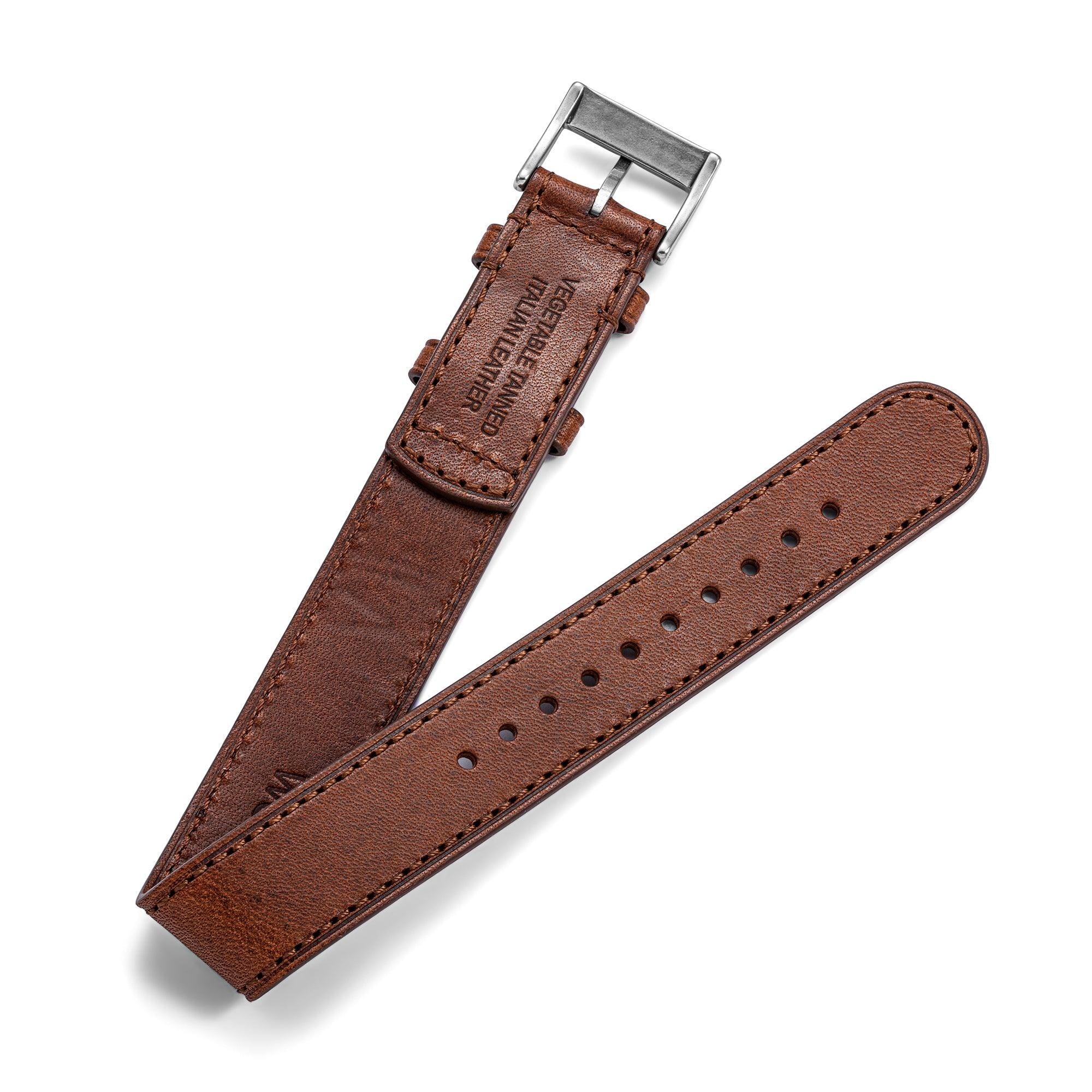 One-Piece Brown Leather Band & Steel Buckle - Wolbrook Watches